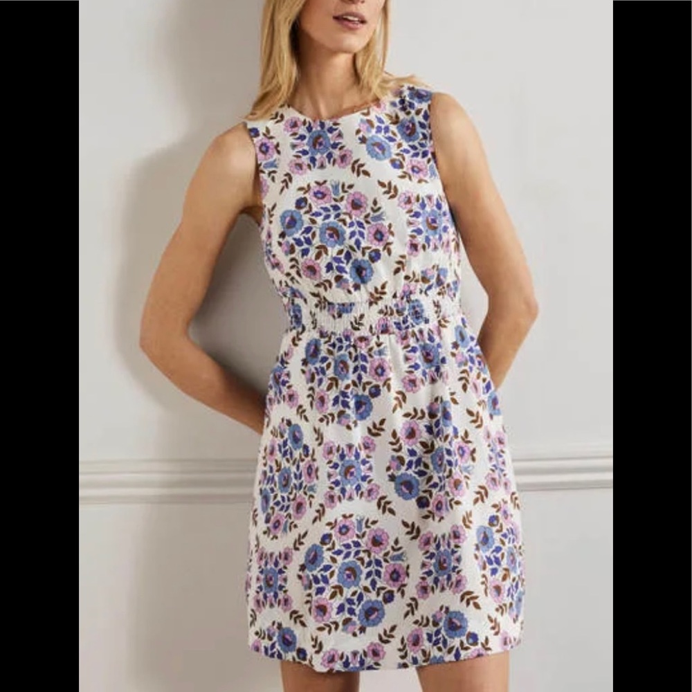 Boden Women's Multi, Wildflower Prairie Smocked Waist Mini Dress - size 6R